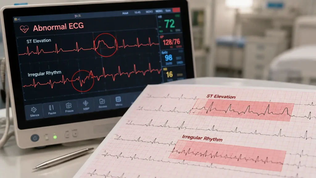 ECG test results explained in simple words abnormal ECG signs