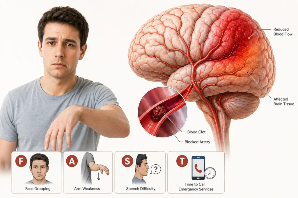 Brain stroke in young adults with blocked brain artery