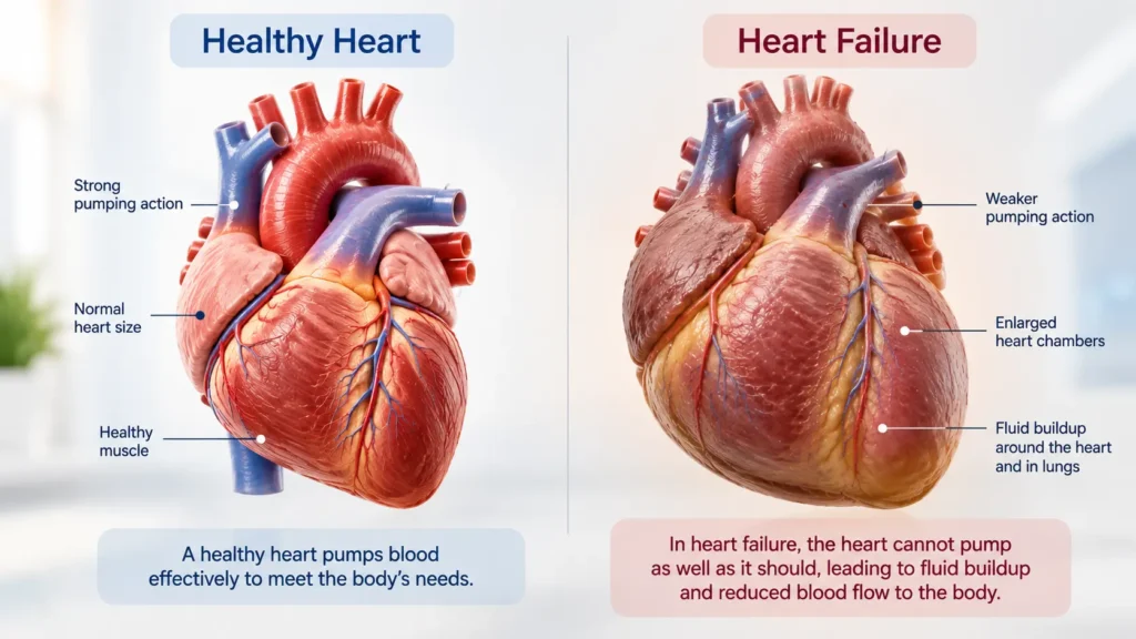 Early signs of heart failure in adults showing changes in the heart