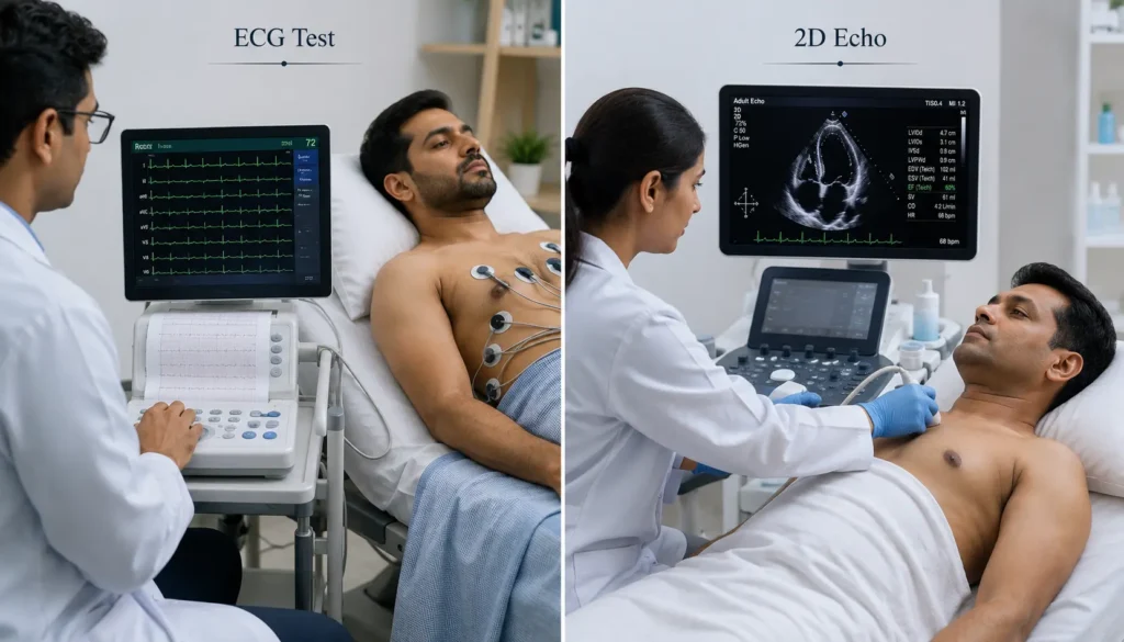 Difference between ECG Test and 2D Echo