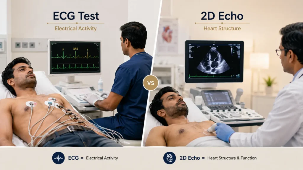 ECG test results explained in simple words ECG vs 2D Echo