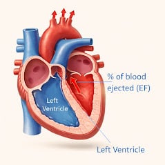 Ejection Fraction Left Ventricle Diagram Cream Background