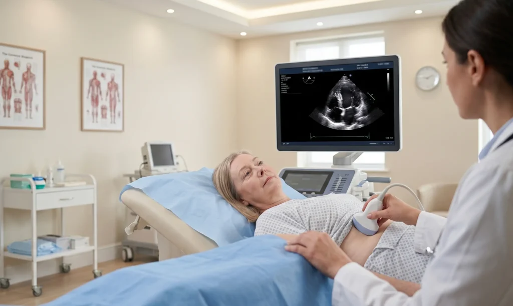 Ejection Fraction test using echocardiogram to measure heart function