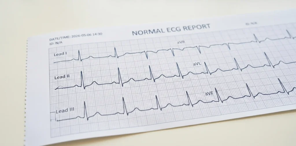 normal ECG result showing regular heart rhythm pattern