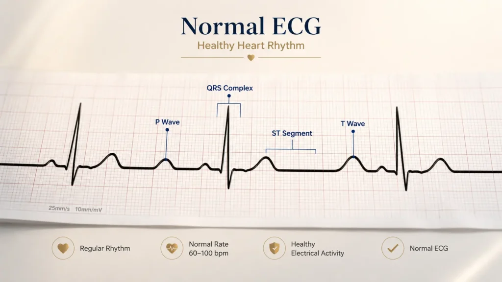 ECG test results explained in simple words normal ECG waves