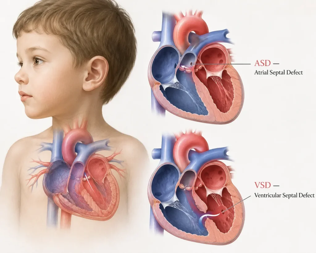 types of congenital heart disease in children VSD ASD