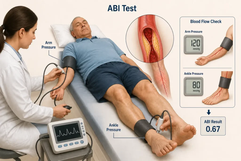 ankle brachial index ABI test for peripheral artery disease diagnosis