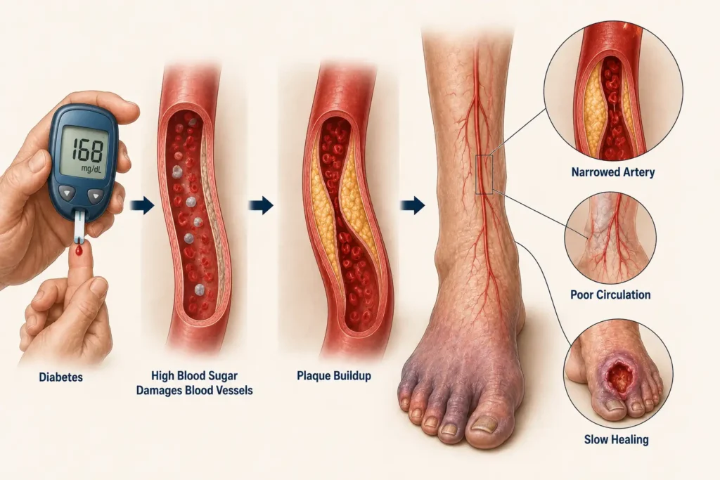 diabetes and peripheral artery disease poor circulation in legs
