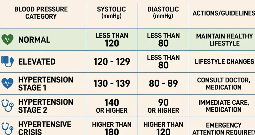 blood pressure levels chart