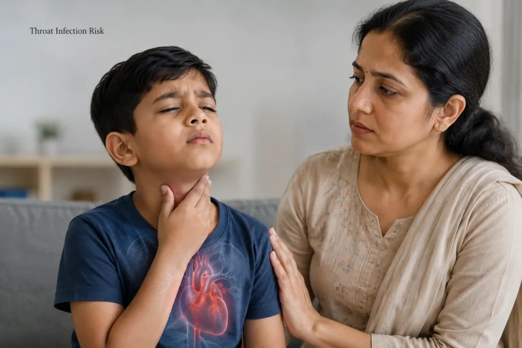 Child with throat infection linked to rheumatic heart disease in children