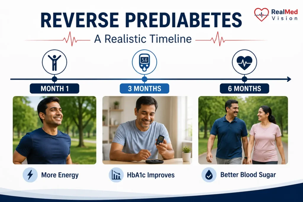 Timeline showing how long it takes to reverse prediabetes naturally