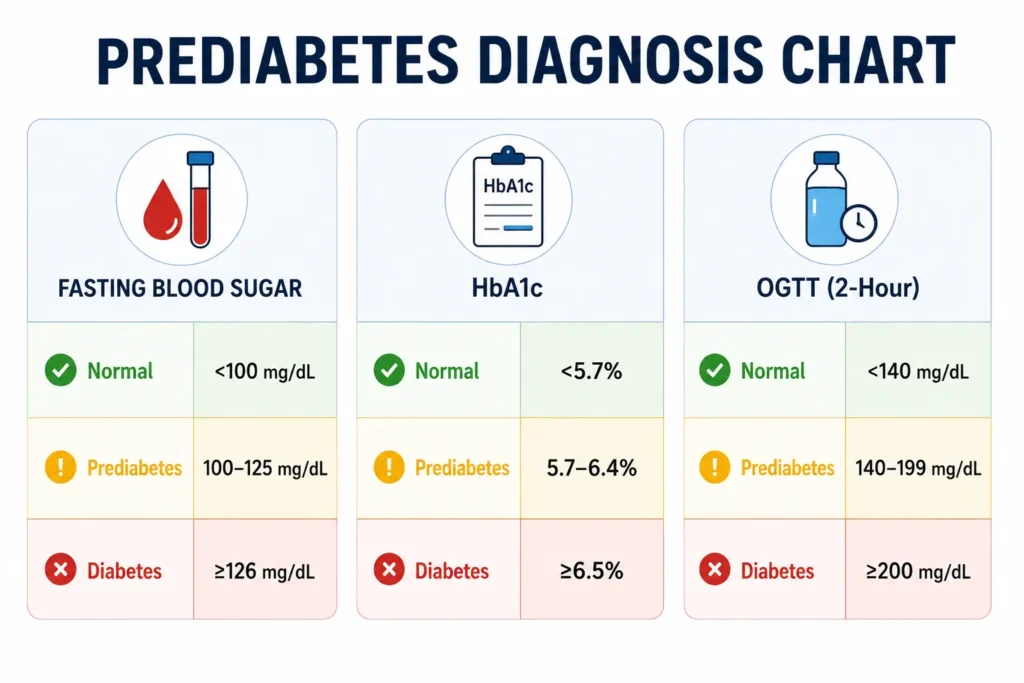 prediabetes in normal-weight indians diagnosis chart with HbA1c fasting blood sugar and OGTT ranges