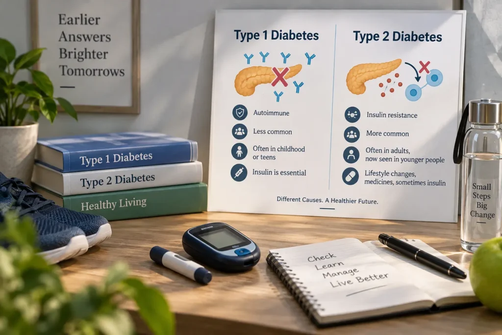 Type 1 vs Type 2 diabetes comparison in young Indians