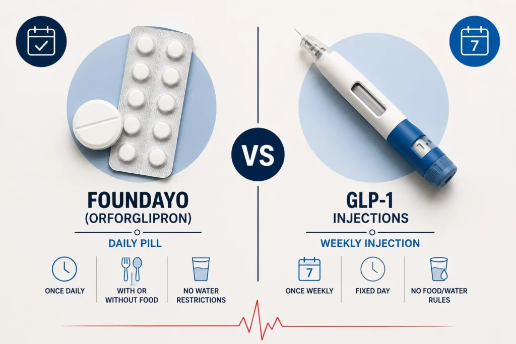 Foundayo (Orforglipron) Price in India compared with weekly GLP-1 injection pen