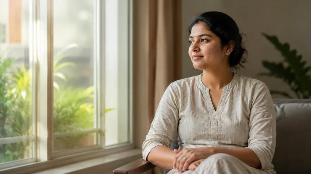 PCOD vs PCOS explained, a young Indian woman learning about her hormone health