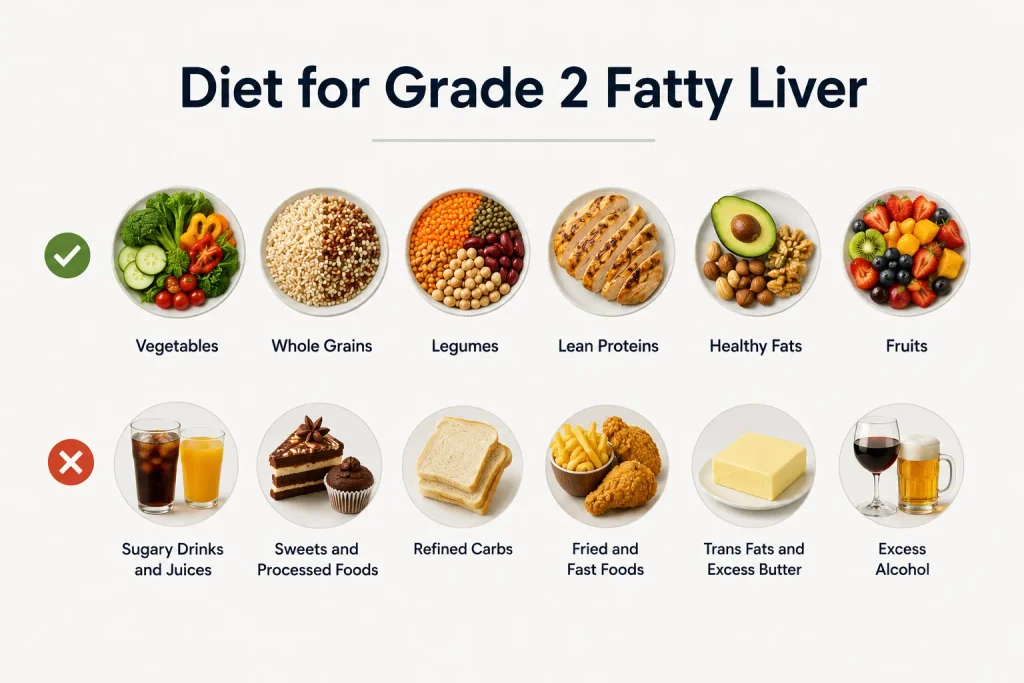 Foods to eat and limit with grade 2 fatty liver