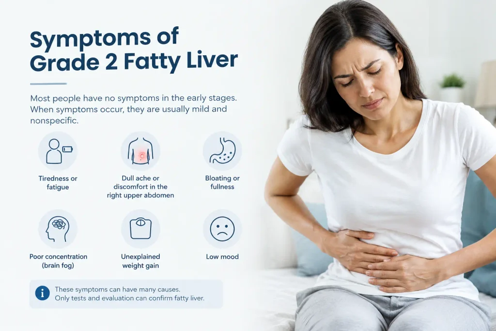 Common symptoms of grade 2 fatty liver