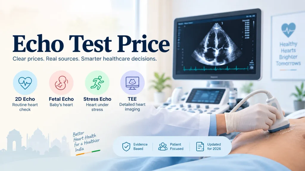 Echo test price in India for 2D, fetal, stress echo and TEE