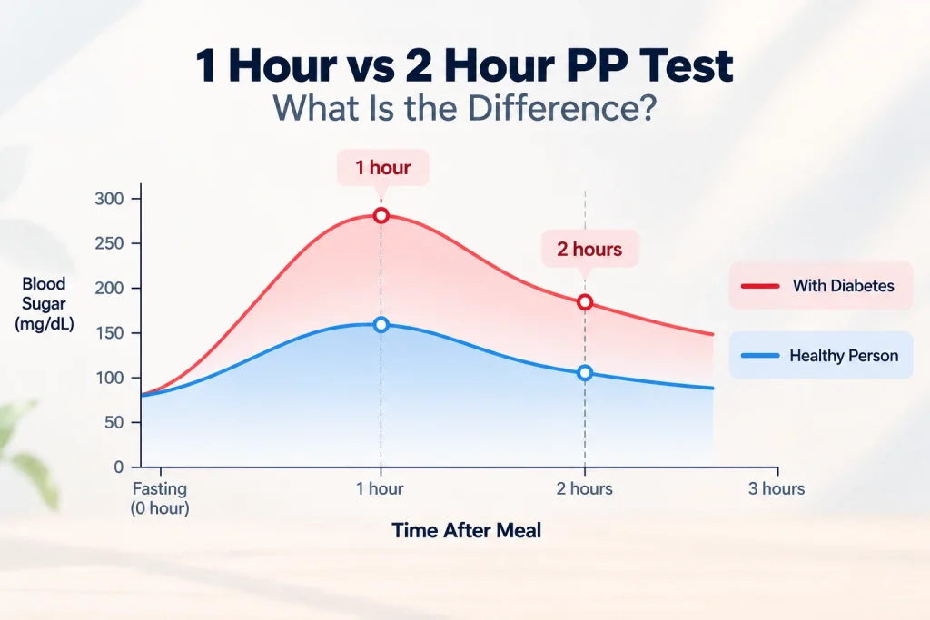 PP sugar range 1 hour vs 2 hour postprandial blood sugar chart