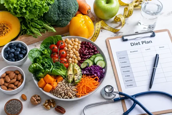 Healthy diet and nutrition foods for healthcare wellness